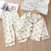 Baby Girl Fruit Pineapple Dot Print Long Sleeve Pajamas
