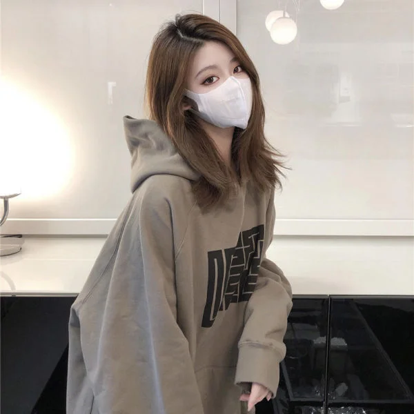 Uveng Uveng Plus Fleece Female 2024 Autumn Winter New Korean Version Student Print Hoodie Loose Coat Jacket Female Tide