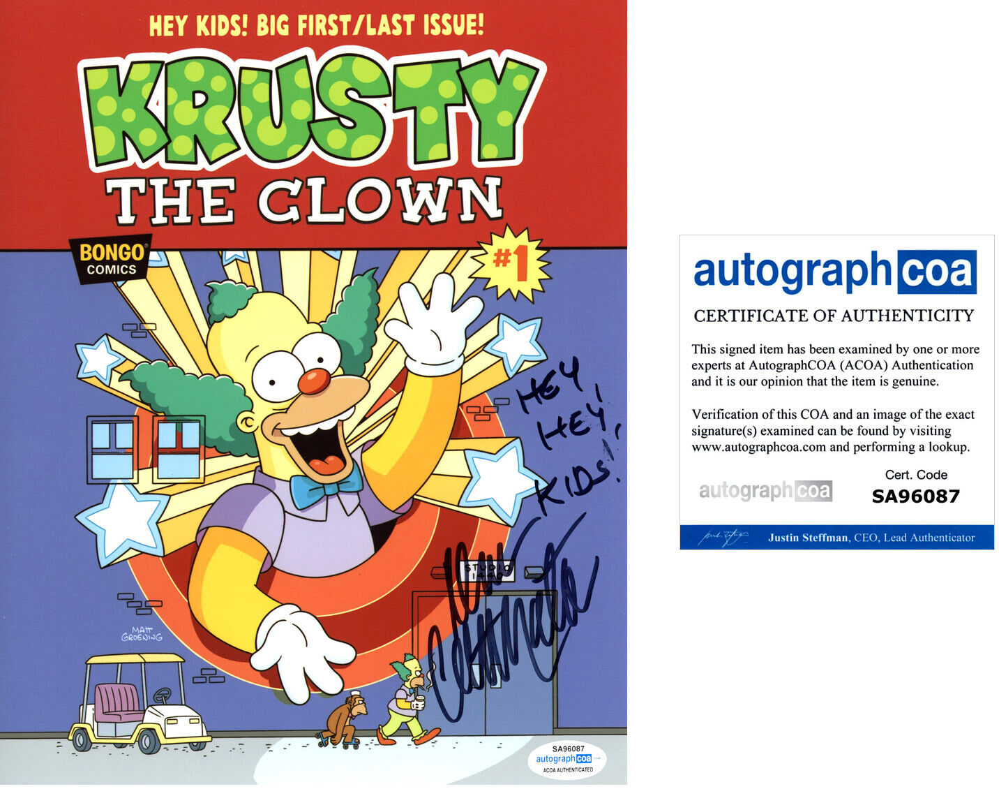 Rare DAN CASTELLANETA signed KRUSTY CLOWN THE SIMPSONS