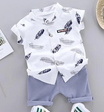 Boys Clothes Baby Summer Letter Shirt Set Print Short Sleeve Shirt + Pants for Infant Toddler Boy 2 PCS Outwear 1 2 3 4 Years