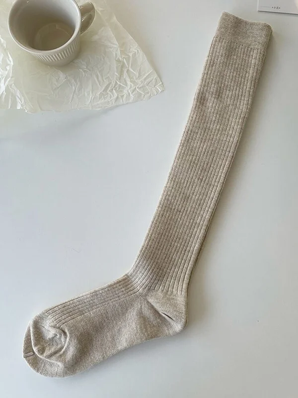 Casual Wool Keep Warm Solid Color Socks Accessories