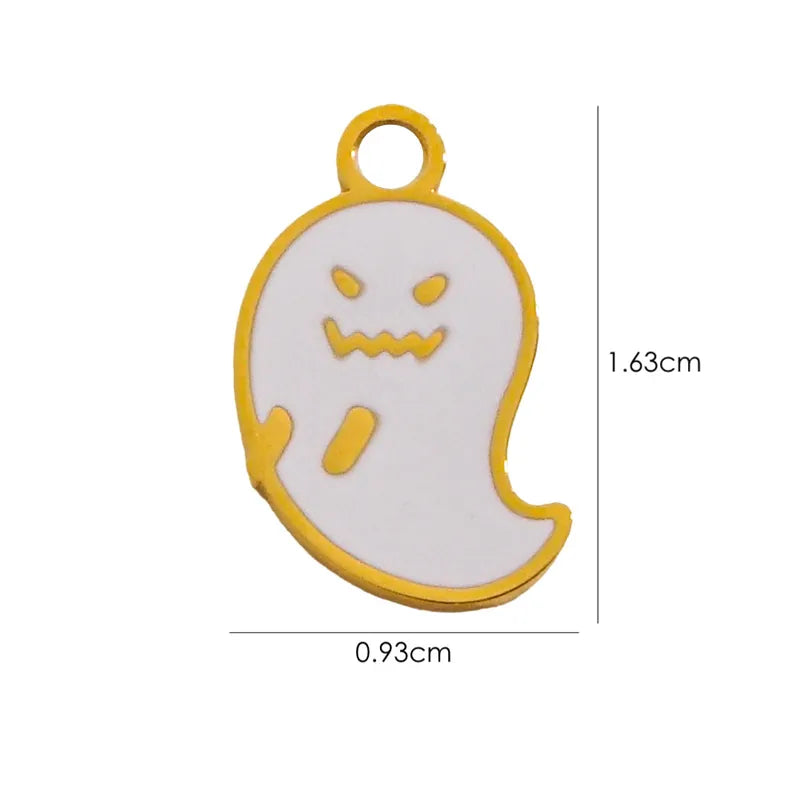 1 Piece 10*14.8mm 8.3*14.8mm 9.1*15.2mm 304 Stainless Steel 14K Gold Plated Pumpkin Skull Grimace Pendant Jewelry Accessories