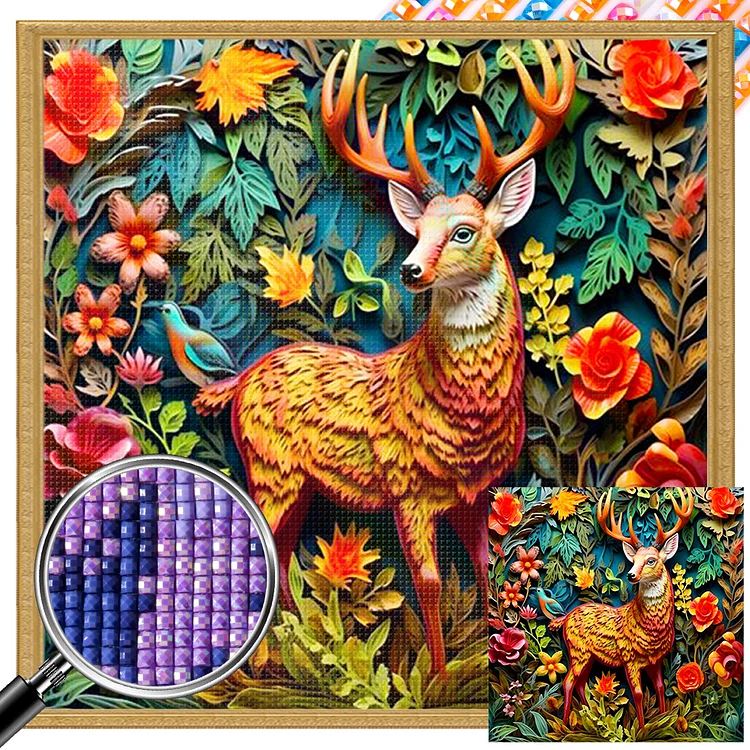 Embossed Deer 40*40CM(Canvas) Full Square Drill Diamond Painting gbfke