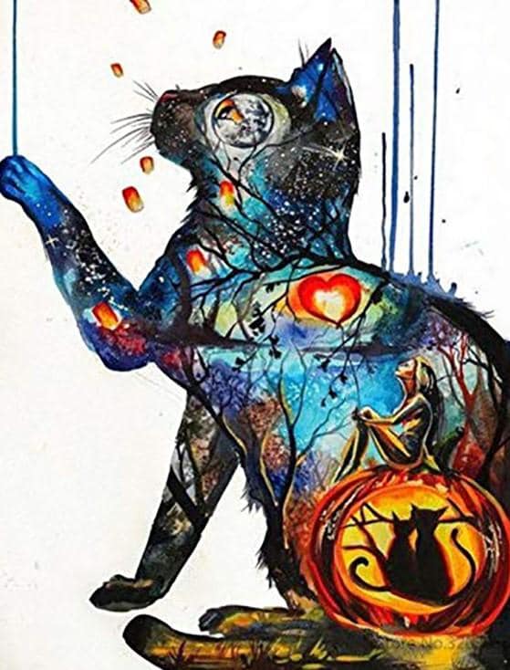 

Night Wishes Cat – Paint By Numbers - 40*50CM, 501 Original