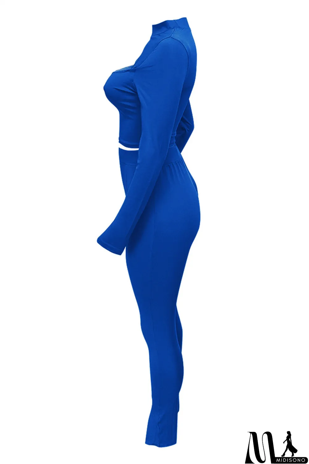 MidiSono - White Sexy Casual Solid Bandage Turtleneck Long Sleeve Two Pieces