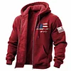 Men's Vintage American Flag Patriotic Fleece Pocket Full Zip Long Sleeve Hoodie Jacket by Inlyline