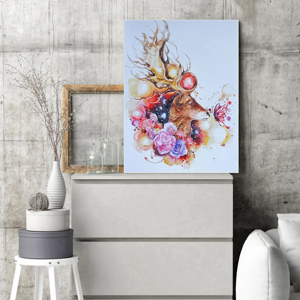 Diamond Painting - Full Round Drill - Flower Elk(30*40cm)