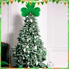St Patricks Day Tree Topper Green Plush Shamrock with Metal Base for Decor Gift