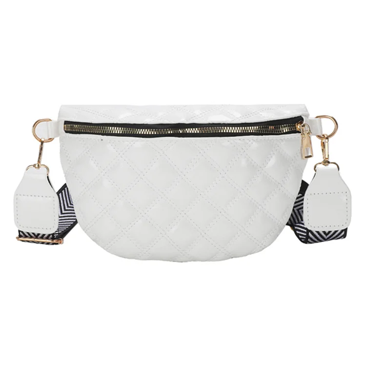 Women Chest Pack Casual Fanny Pack PU Leather Single Shoulder Bag (White)
