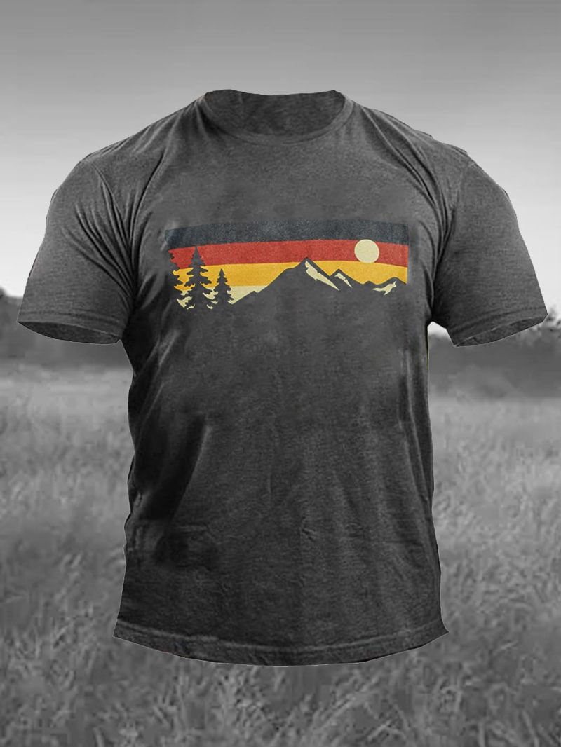 Short Sleeve Mountain Printed Men's T-Shirt in  mildstyles
