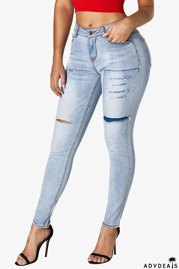 Acid Wash Ripped Skinny Jeans