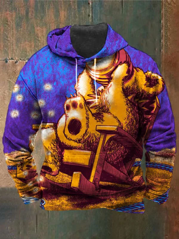 Unisex Bear Print Heavyweight Hoodies