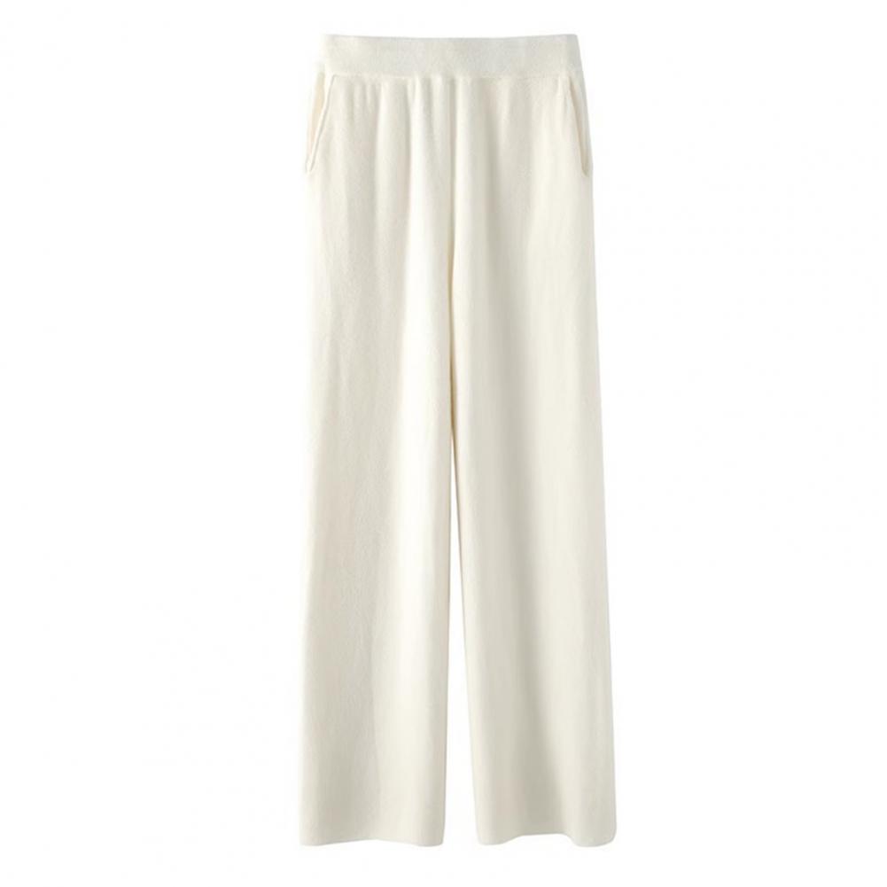Huerhs Women Pants Elastic High Waist Loose Wide Leg Pants Straight Casual Pockets Thin Lady Full Length Trousers Sweatpants
