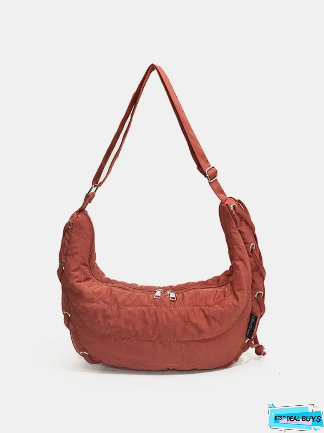 Lace-Up Polyester Crossbody Bag