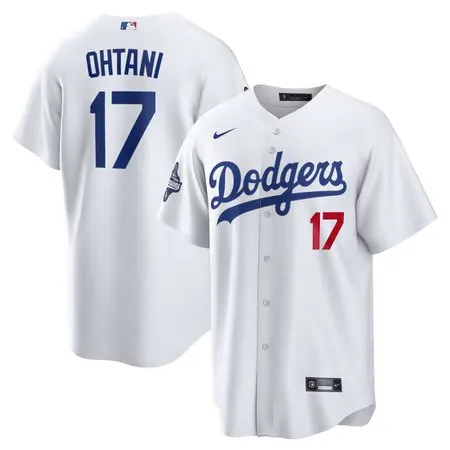 Men's Los Angeles Dodgers #17 Shohei Ohtani  White 2025 World Series Champions Home Limited Jersey