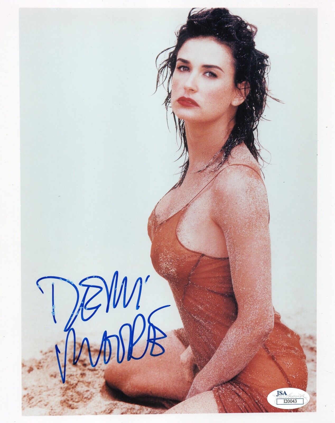 Demi Moore RARE early hand SIGNED sexy young see-through Photo Poster painting JSA COA Full Name