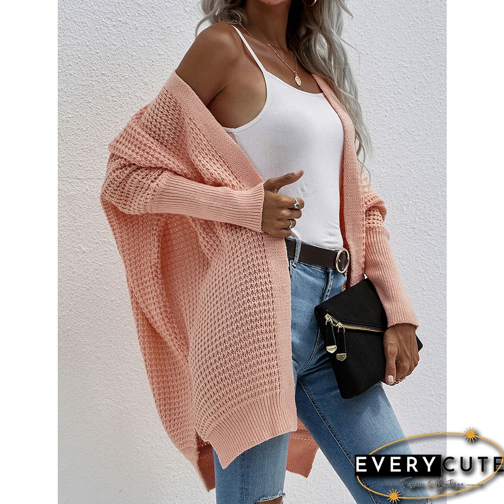 Orange Pink Drop Shoulder Oversized Long Cardigan