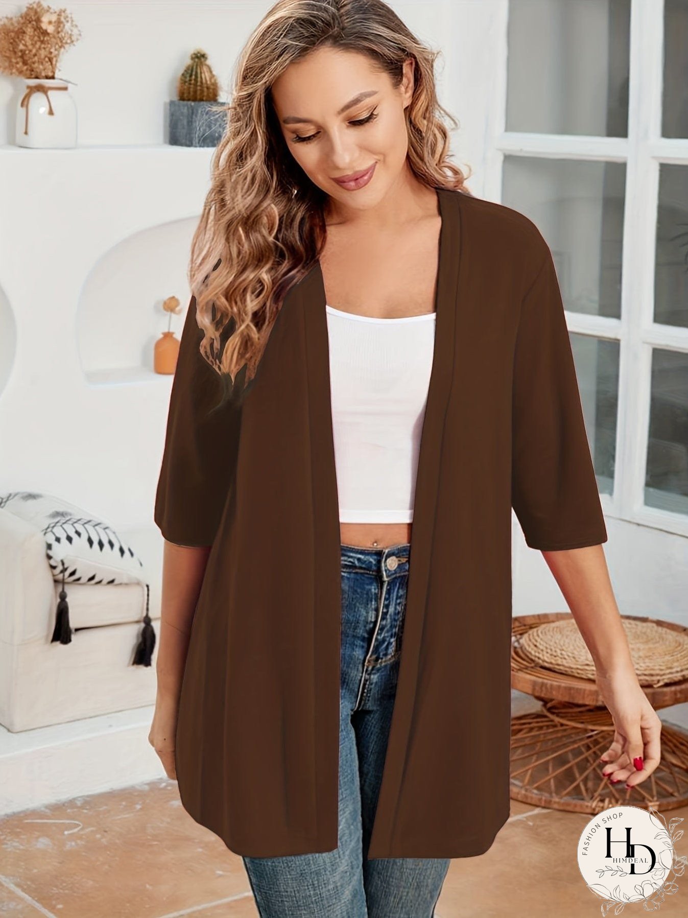 Women's Plus Size Open Front Cardigan
