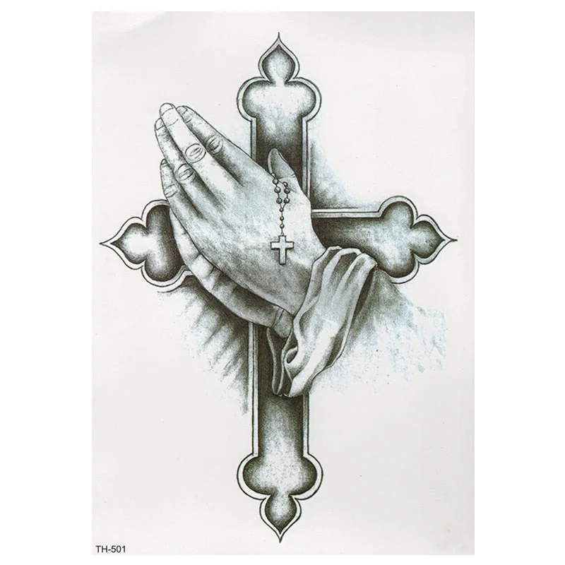 CROWN SKULL SCYTHE DEATH ANGEL WINGS CROSS TEMPORARY TATTOO, CRUCIFIX, BODY ART, MENS, WOMENS