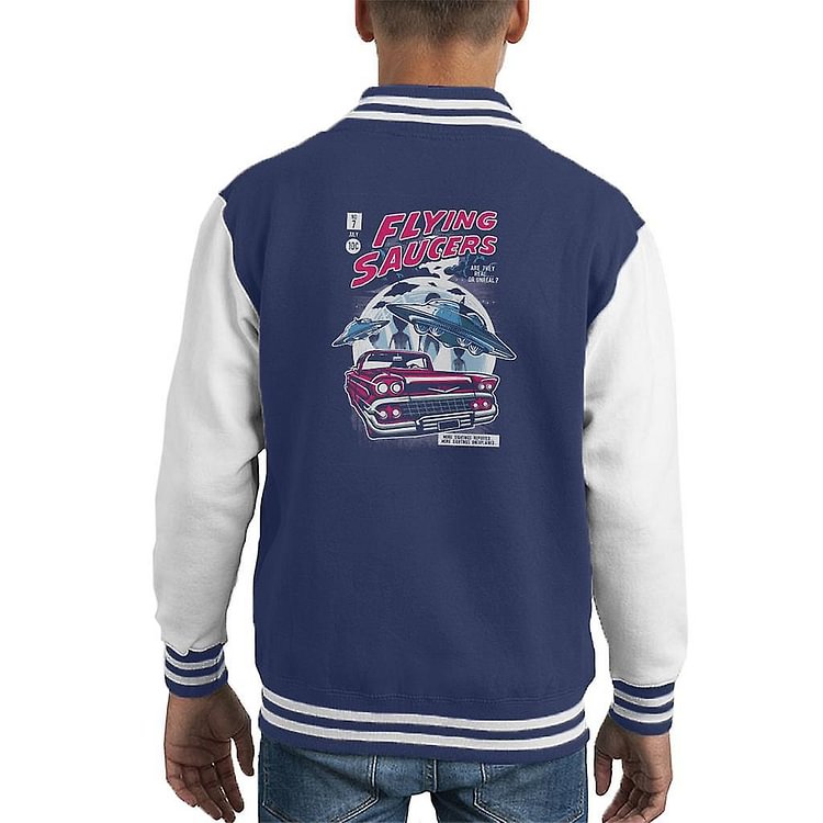 Flying Sauces Retro Comic Book Cover Kid's Varsity Jacket