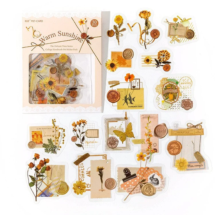 Journalsay 30 Sheets Plant Flower PET Cute Sticker DIY Journal Scrapbooking Collage Kawaii Stickers Stationery