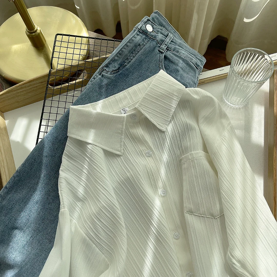 Athvotar Athvotar Design Texture-Sensitive Version Of Long-Sleeved Shirt Women's Spring And Autumn New Fresh Loose Sunscreen Clothes