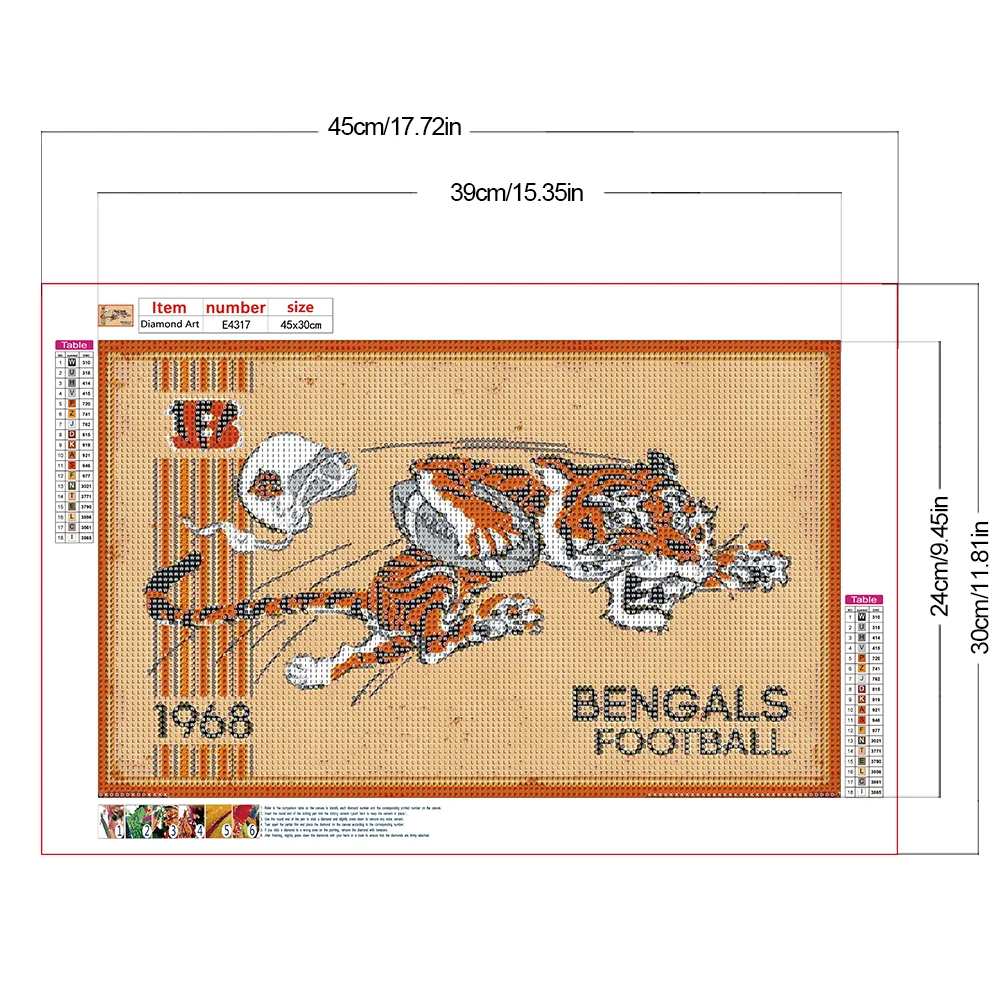 Diamond Painting - Full Round Drill - Cincinnati Bengals(Canvas|45*30cm)