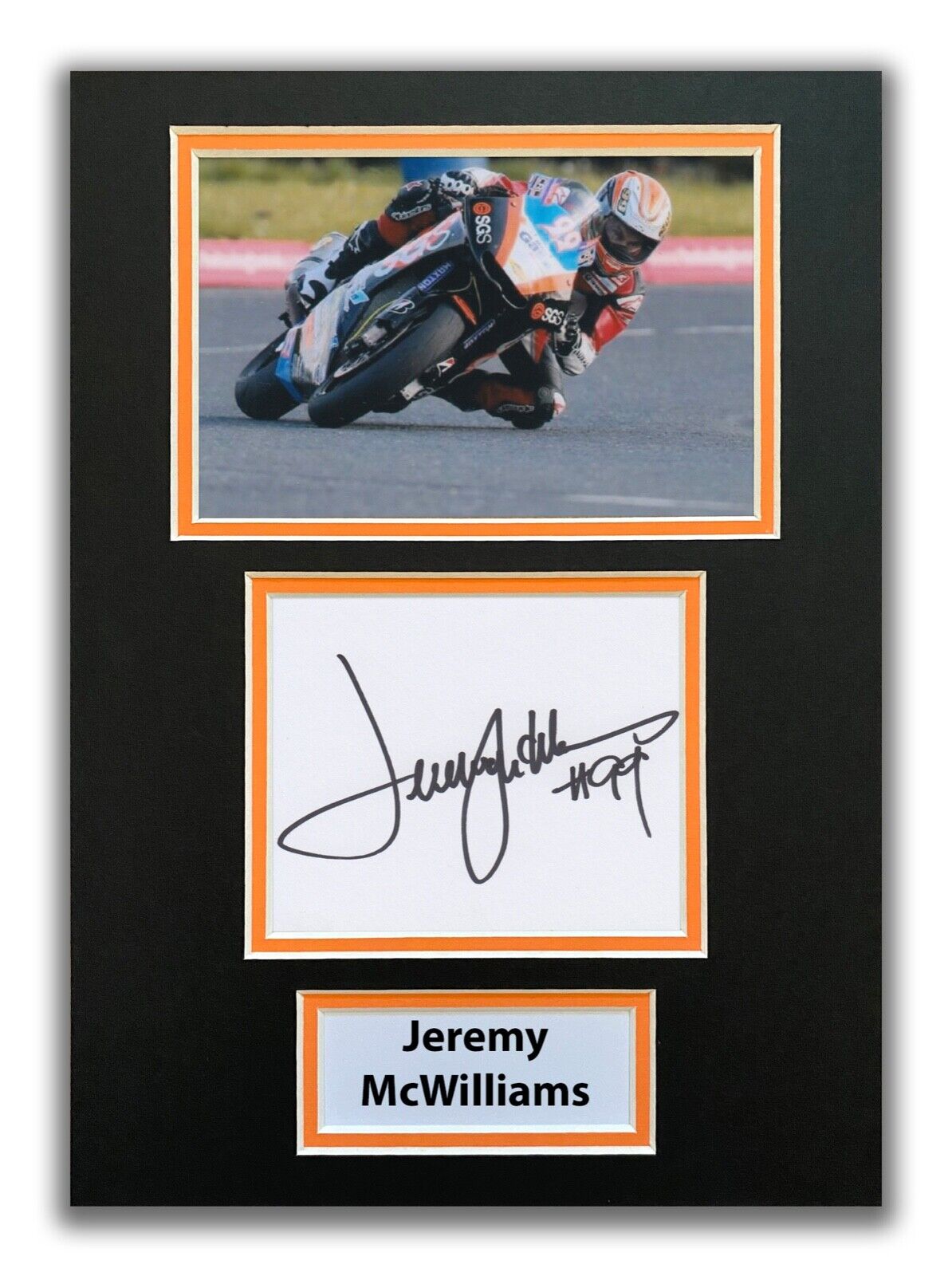 JEREMY MCWILLIAMS HAND SIGNED A4 MOUNTED Photo Poster painting DISPLAY - NORTH WEST 200 1.
