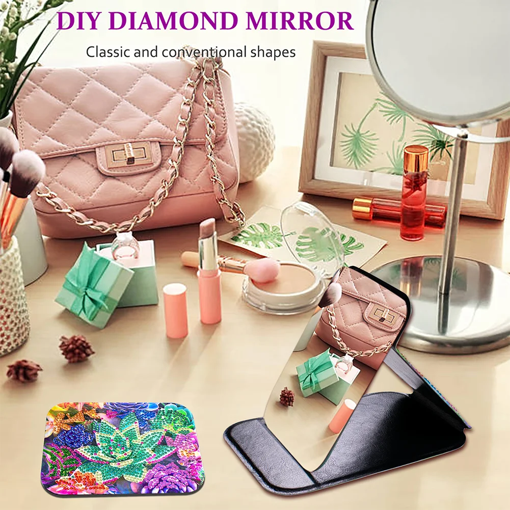 DIY Mandala Diamond Painting Makeup Compact Mirror Portable Folding