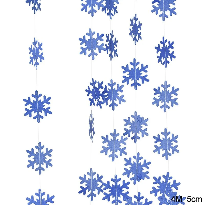 3D Artificial Snowflakes Paper Garland Banner Christmas Decorations for Home Winter Birthday Party Fake Snow New Year Ornaments