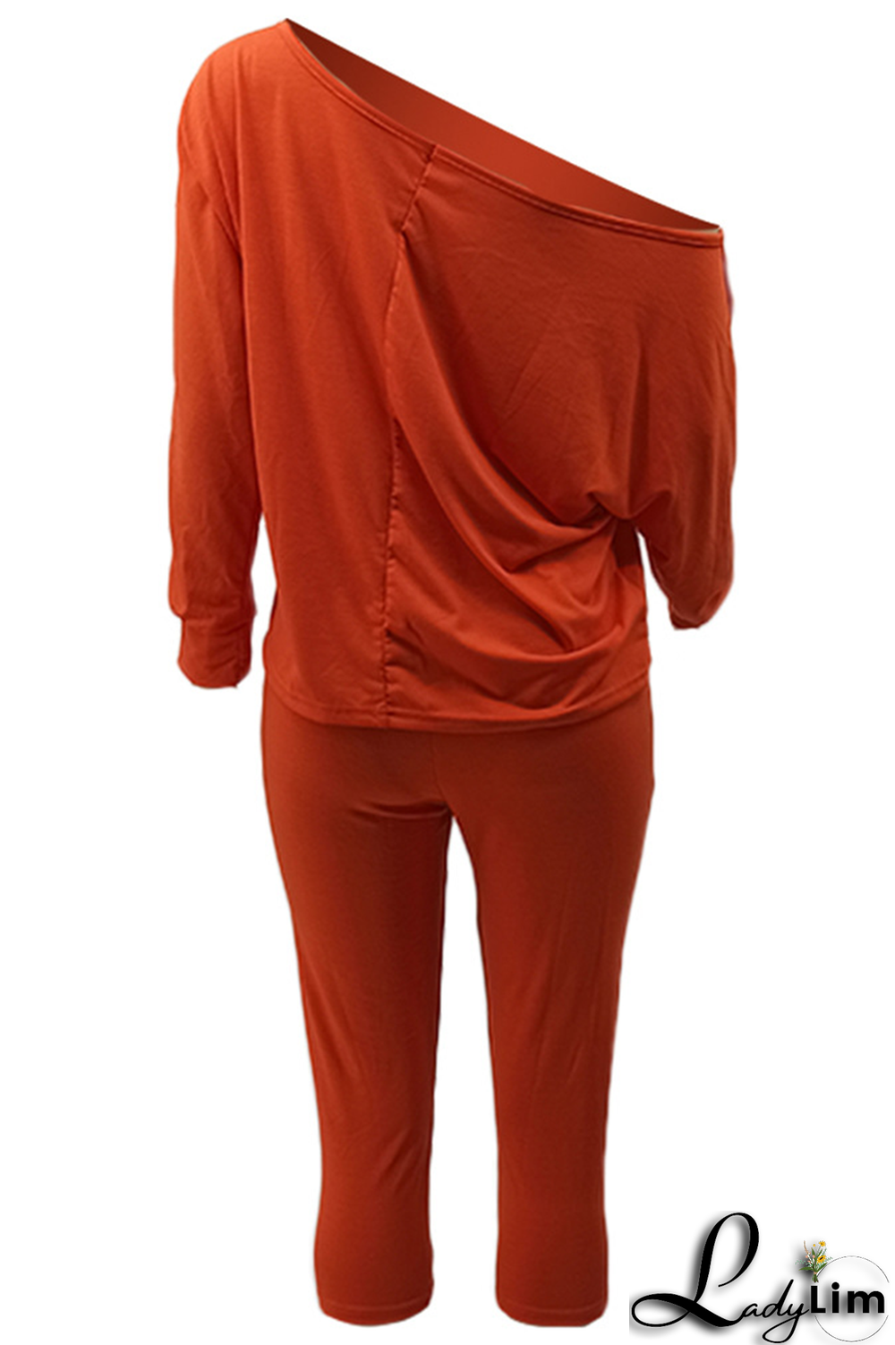 Black Fashion Print Patchwork One Shoulder Long Sleeve Two Pieces