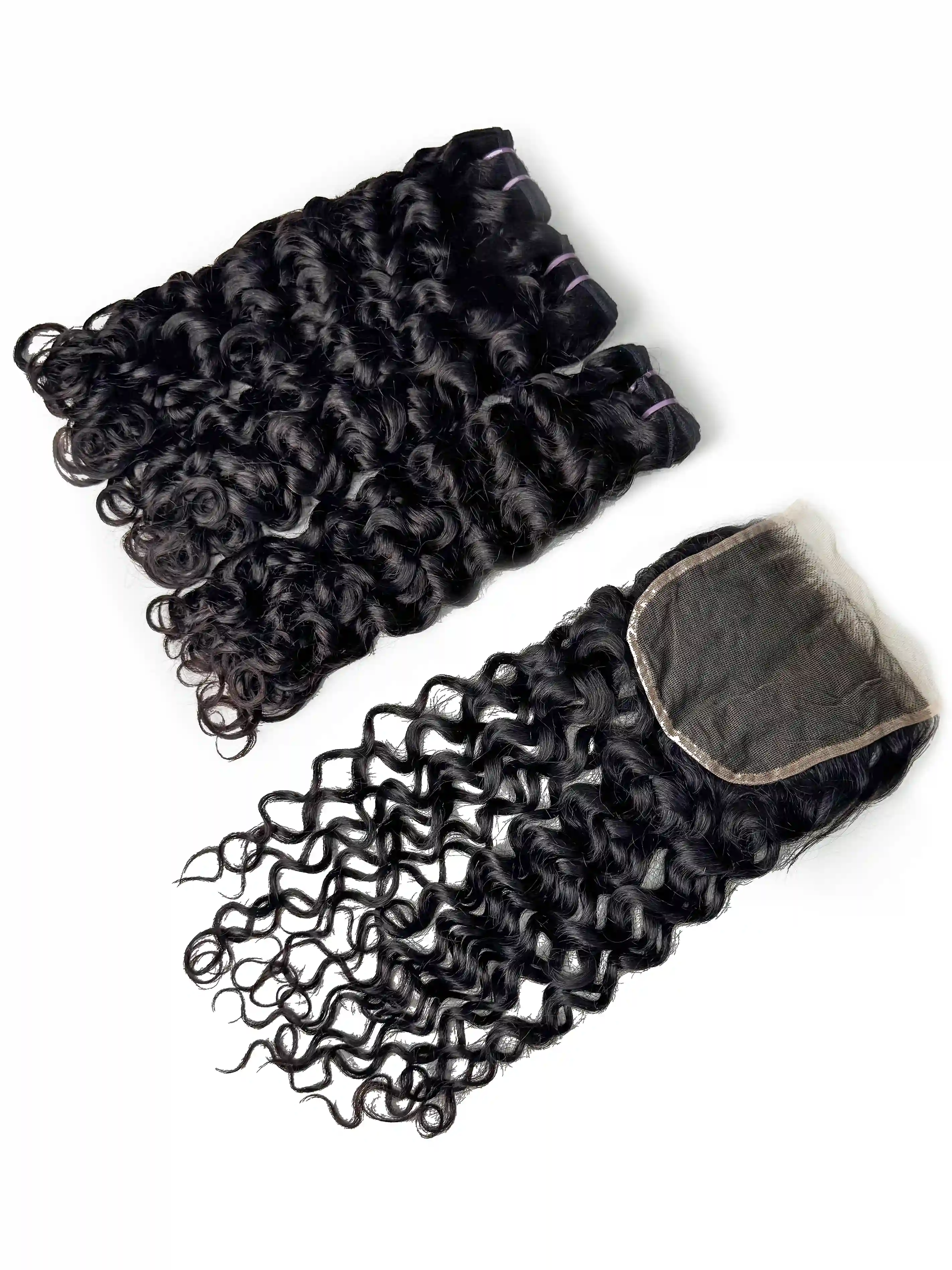 Water Wave 3PCS Bundles & 1PC 5x5 Lace Closure | Transparent & HD Lace | 100% Human Hair | Top Virgin Hair