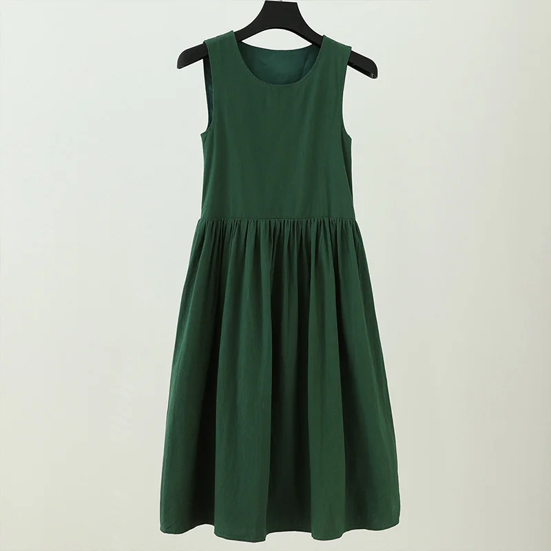 Summer Sleeveless French Green Dress
