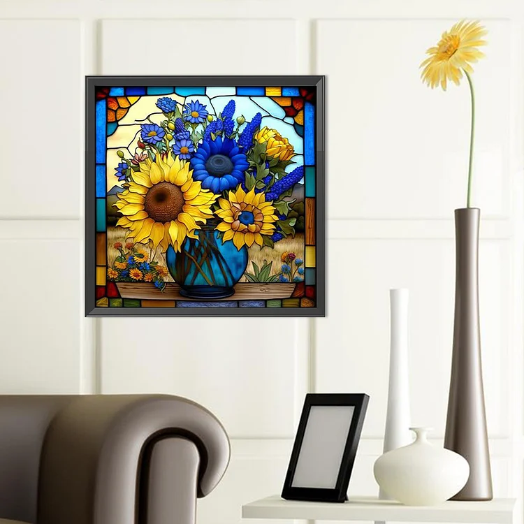 Diamond Painting - Full Round - Sunflower Stained Glass(40*40cm)-1025644.01