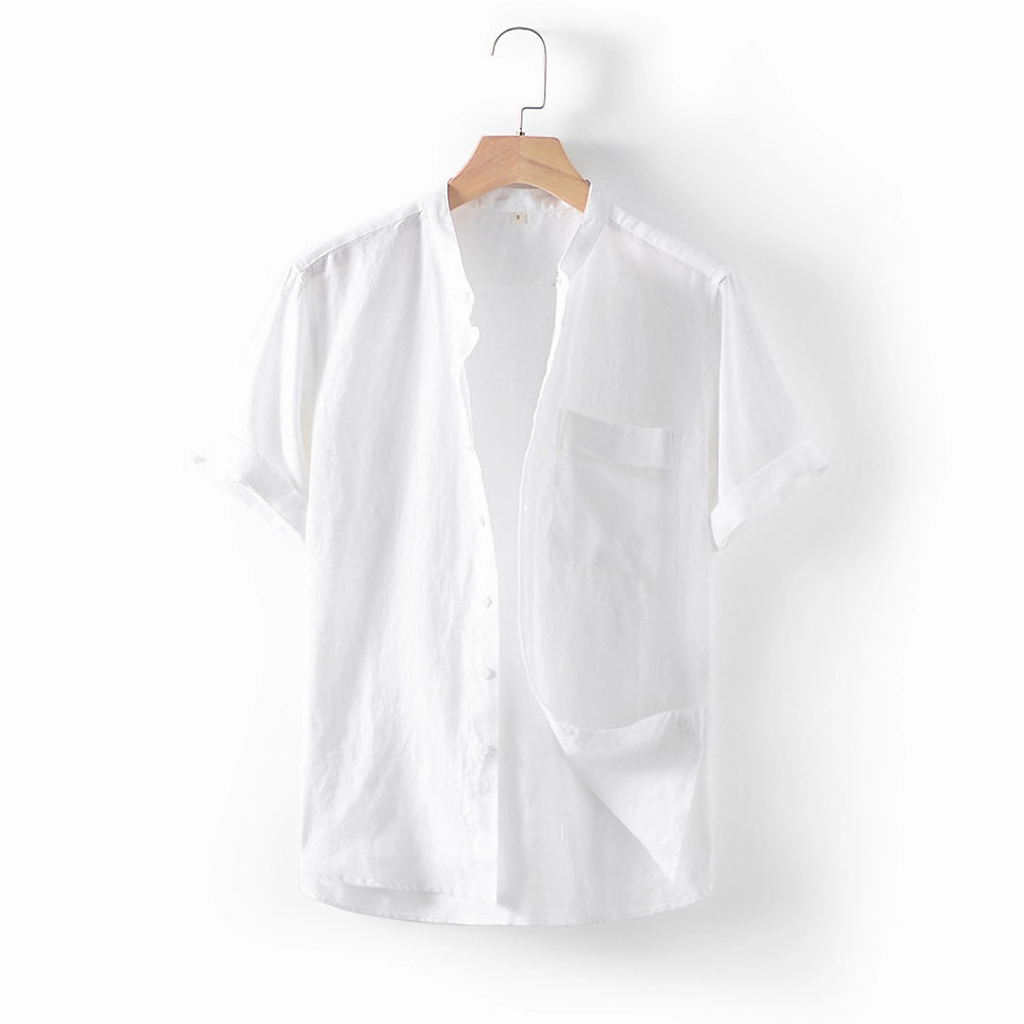 100% European Linen Men's Short Sleeves Shirt REAL SILK LIFE