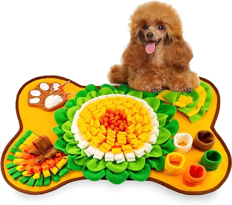 Tegooe Interactive Dog Snuffle Mat for Foraging and Slow Feeding Training - Fleece Puzzle Toy with Anti-Slip Base