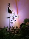 Metal Peacock Garden Ornament Lamp Waterproof LED for Courtyard Garden Path Lawn