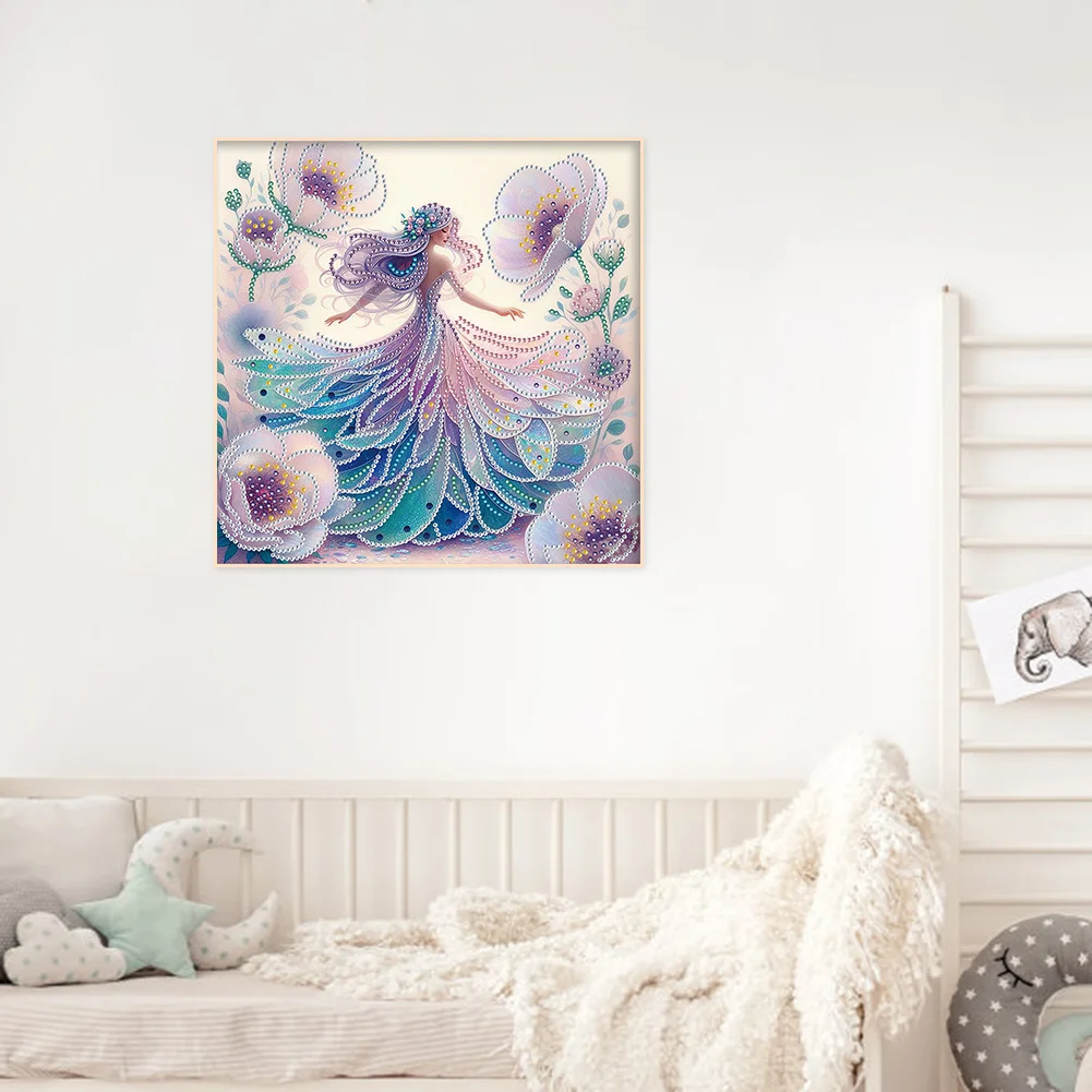 Diamond Painting - Partial Crystal Drill - Flower Girl(Canvas|30*30cm)