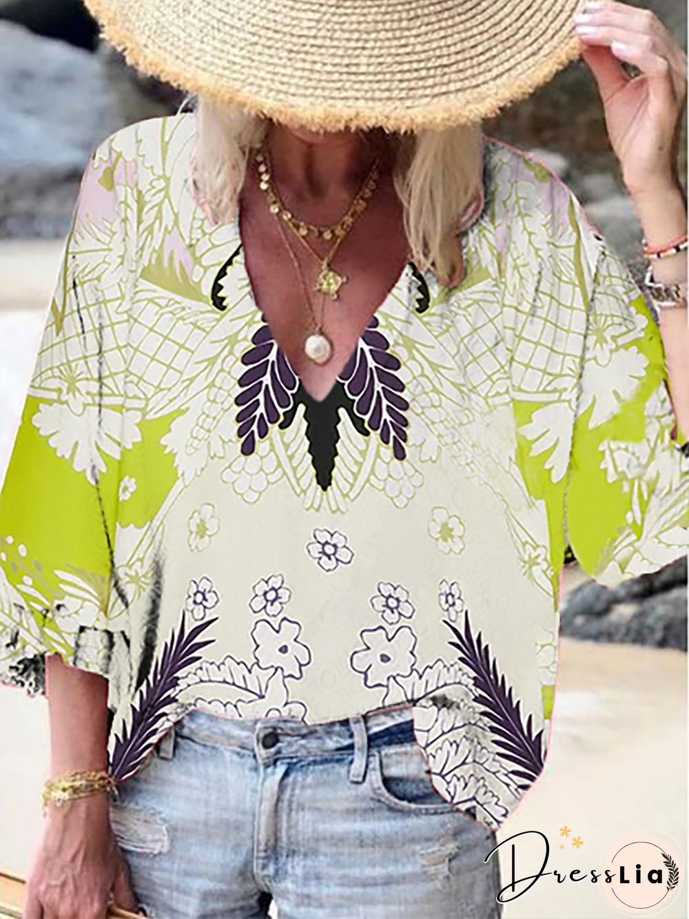 Plus size Printed Boho Shirts & Tops