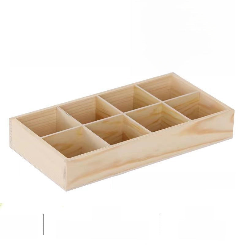 Wooden Plaid Storage Box Desktop Multi-grid Wooden Box Nuts Multi-meat Plaid Storage Box Grid Plate Stall Jiugongge
