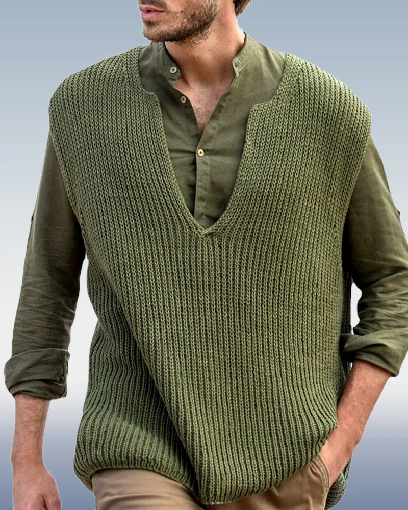 Men's V-Neck Sleeveless Knit Vest