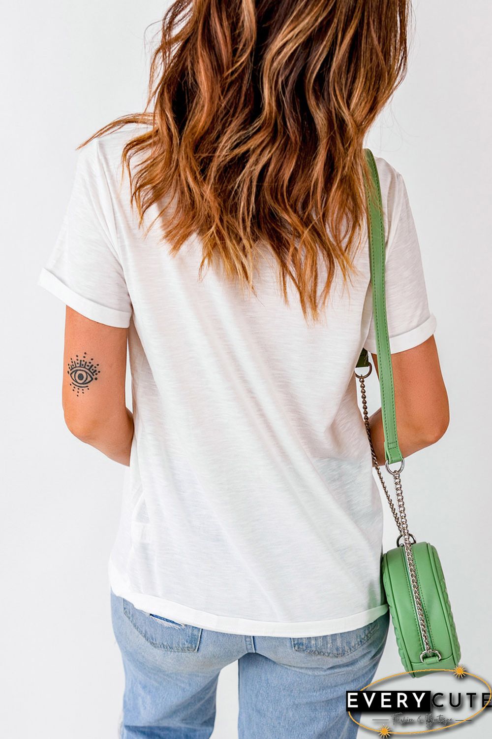 White Coffee Cups Graphic Print 4th of July Graphic T Shirt