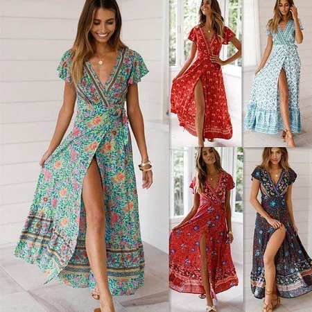 Sexy Holiday Long A-Line Beach Floral Dresses Zaesvini