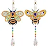 2PCS Bee 5D DIY Diamond Painting Wind Chimes Suncatcher Kit Double Sided Diamond Art Kits Suncatcher with Crystal Pendant for Home Wall Window Decor Adults DIY Art Craft