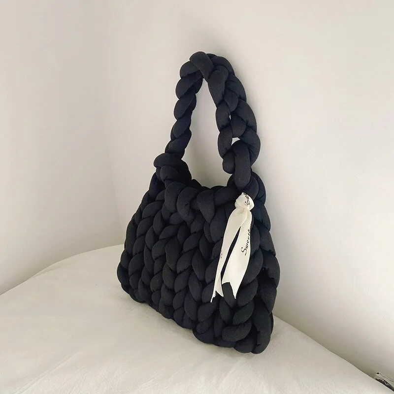 Pongl Women's Woven Handbag 2022 New Luxury Knitted Shoulder Bag Fashion Chain Crossbody Bags Female Underarm Bag Purse Mini Cute Tote