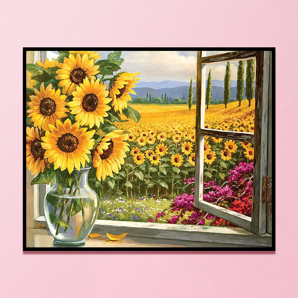 14CT Full Stamped Cross Stitch - Sunflower(Canvas|40*50CM)