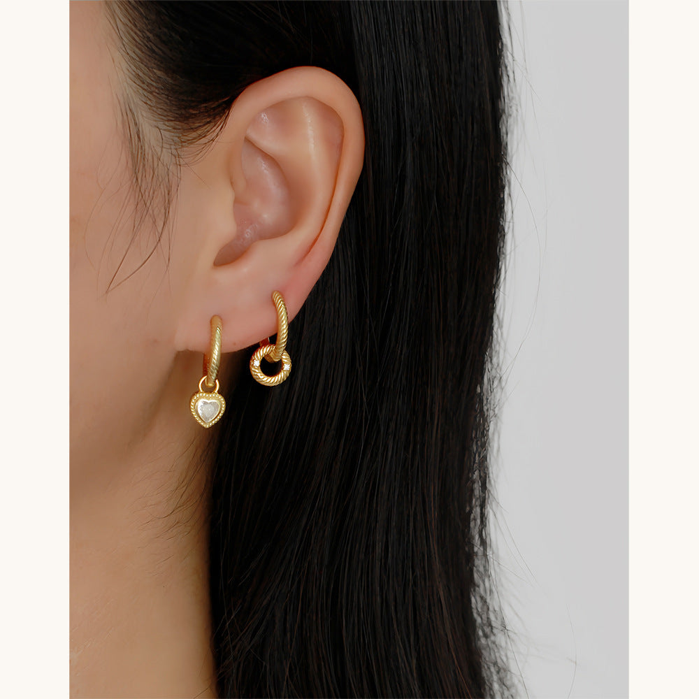 925 Sterling Silver Moderate Luxury Heart Heart Silver Electroplating Earrings