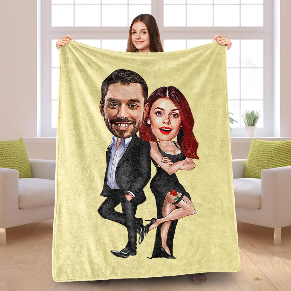 Valentine's Day Couple Blanket Memorial Day blanket, Custom Photo Blankets Personalized Photo Blanket Fleece the Smiths Blanket, Painting Style