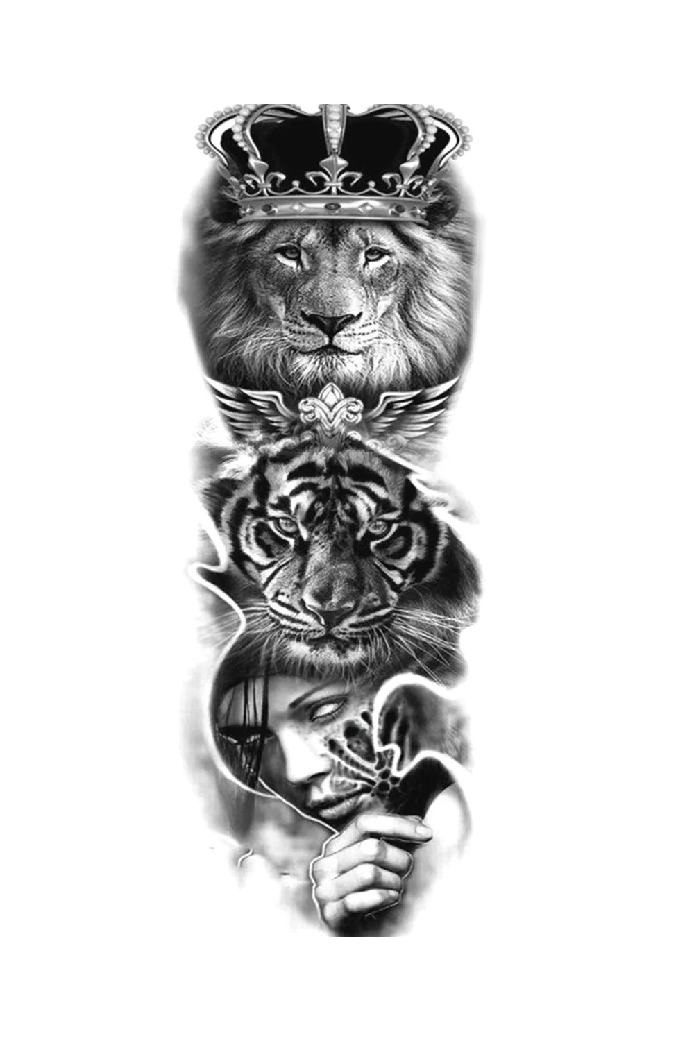  Temporary Tattoos Skeleton Hand For Men Women Horrer Adult Wolf Tiger Full Skull Totem Tatto Body Arm Legs Tattoos 921-1