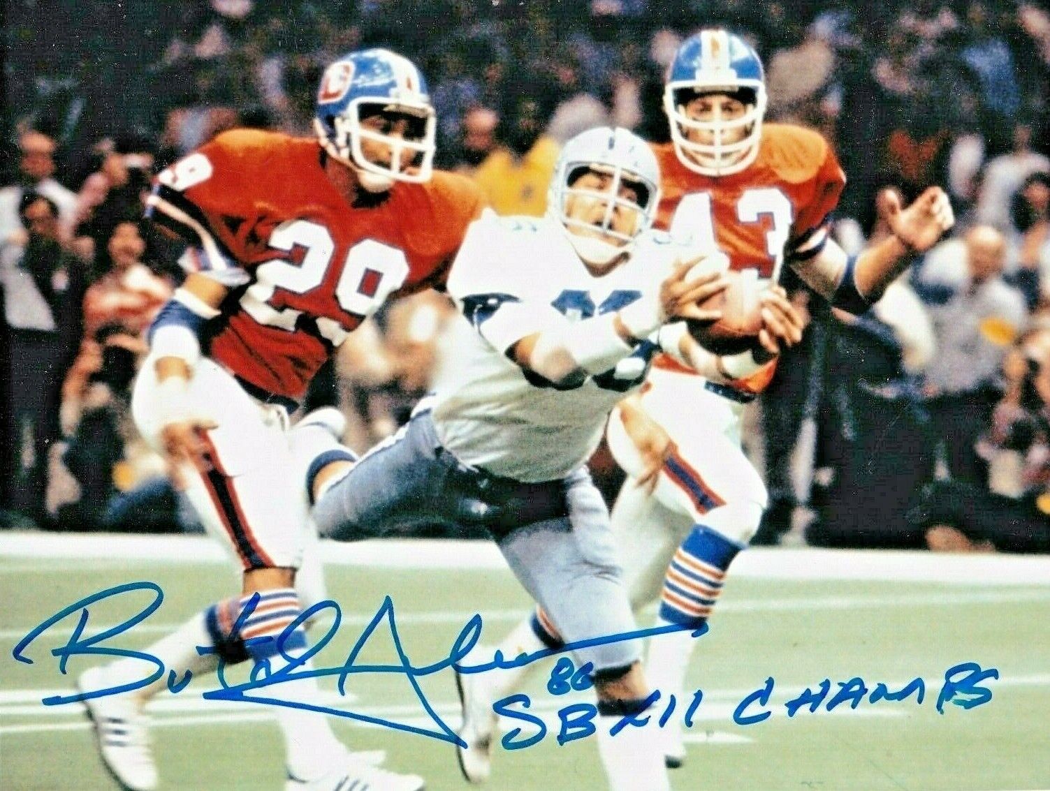 BUTCH JOHNSON DALLAS COWBOYS SB XII CHAMPS ACTION SIGNED 8x10 Photo Poster painting